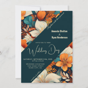 Invitation Élégant motif floral de fleurs tropicales pour mar