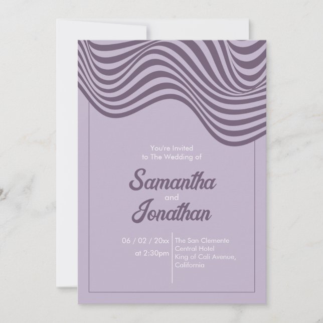 Invitation Élégant motif ondulé rétro moderne de mariage (Devant)