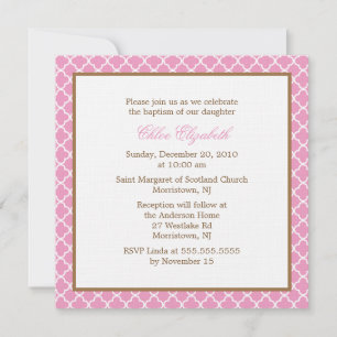 Invitation Élégant Motif Quatrefoil {rose}