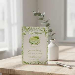 Invitation Elégant Motif vert parfait Matcha nuptiale douche
