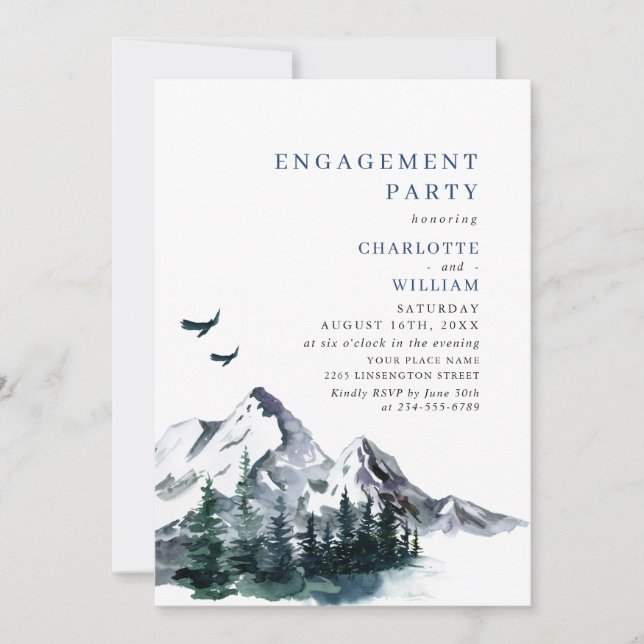 Invitation Elegant Mountain Forest ENGAGEMENT PARTI (Devant)