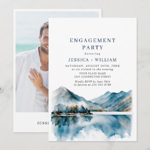 Invitation Elegant Mountain Forest Engagement Party Photo