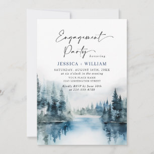Invitation Elegant Mountain Forest Engagement Party Photo