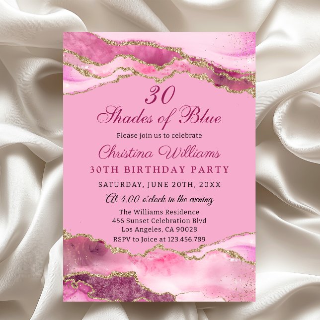 Invitation Elegant & Mpdern Shades of Pink Birthday Party (Elegant Pink and Gold Birthday Party Invitation, Shades of Pink Theme party)