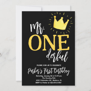 Invitation Élégant Mr Onederful Birthday Party