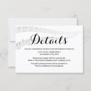 Invitation Elegant Music Détails Mariage Hébergements