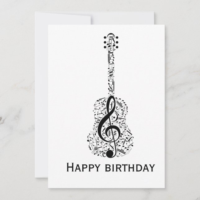 Invitation Elegant Music Note Birthday Greeting Card (Devant)
