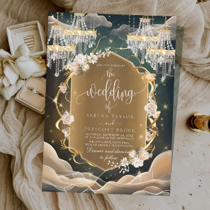 Invitation Elégant Mystique cristaux opulents et Mariage flor