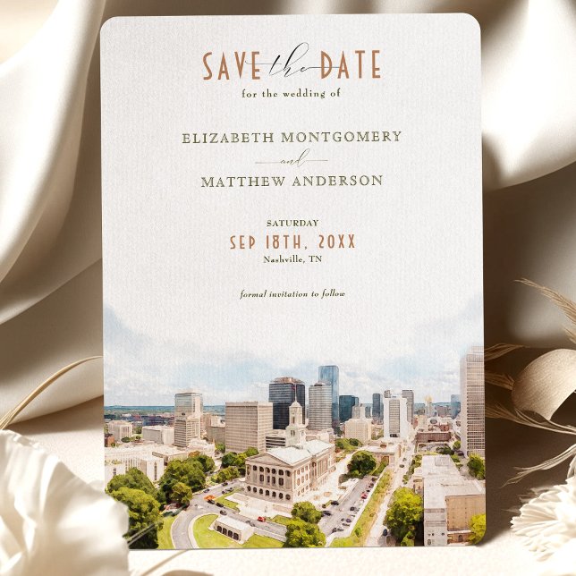 Invitation Élégant Nashville, Tennessee Sauvegarder la date (Créateur téléchargé)