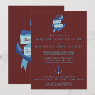 Invitation Elégant Nautical Yacht Destination Mariage