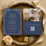 Invitation Elegant Navy Blue Gold QR Code Photo Wedding<br><div class="desc">Celebrate your special day with this navy blue and gold minimalist wedding invitation featuring a clean photo layout and a convenient QR code for effortless RSVP access. The classic palette, crisp typography, and balanced spacing create a refined design that prints beautifully and adds a polished touch to your wedding stationery...</div>