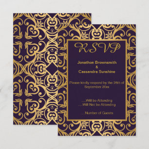 INVITATION ÉLÉGANT NAVY OR OR FLORAL RSVP