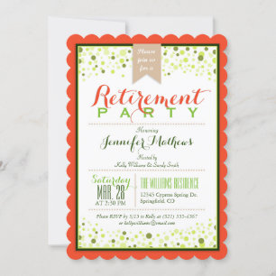 Invitation Elégant Neon Green, Papaya Orange Retraite Party