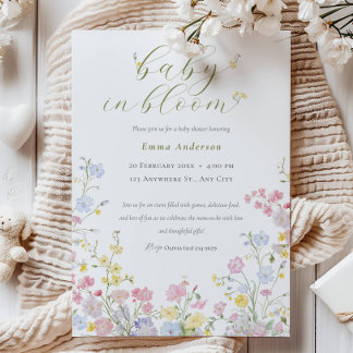 Invitation Elegant Neutral Baby in Bloom Baby Shower