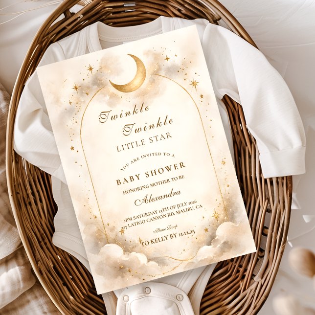 Invitation Elegant Neutral Starry Baby Shower (Créateur téléchargé)
