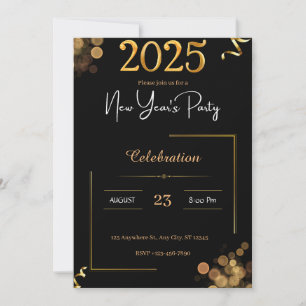 Invitation Elegant New Year's Eve Black Gold Party