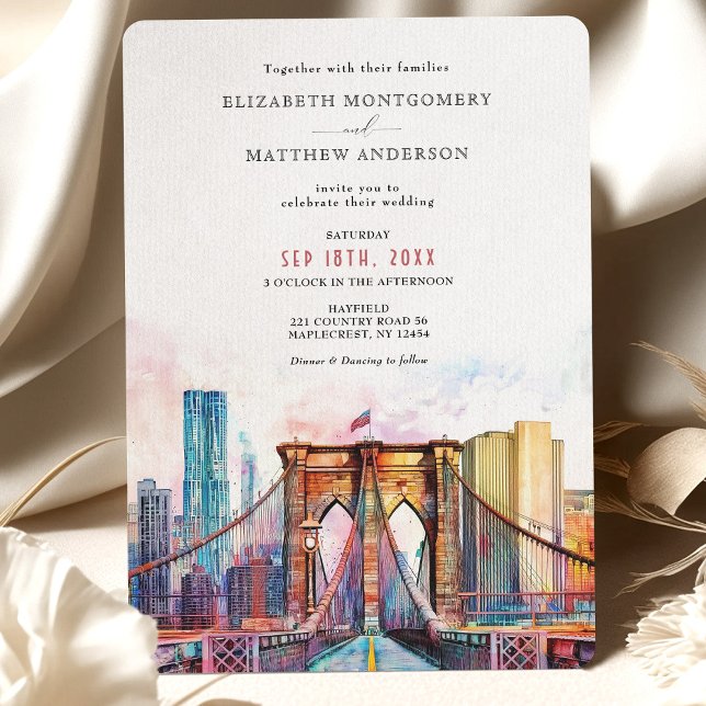 Invitation Elégant New York City Skyline Brooklyn Bridge (Créateur téléchargé)