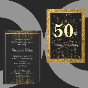Invitation Élégant Noces d'Or 50e Anniversaire de Mariage
