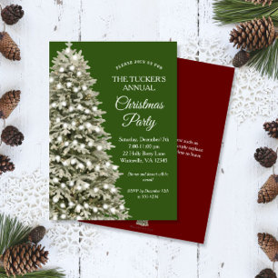 Invitation Élégant Noël Arbre vert Rouge Noël