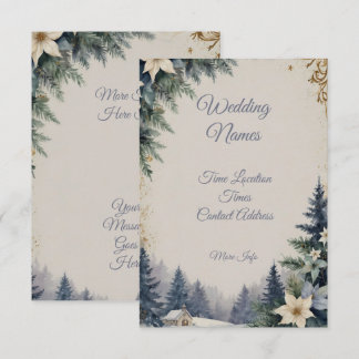 Invitation Élégant Noël Bleu & Or Hiver