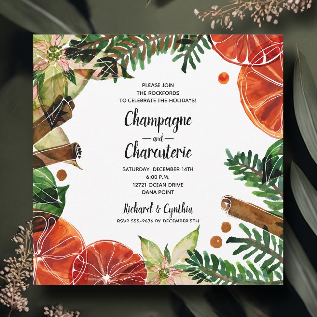 Invitation Élégant Noël Floral (Créateur téléchargé)