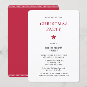 Invitation Élégant Noël Moderne Minimaliste Chic Red Party