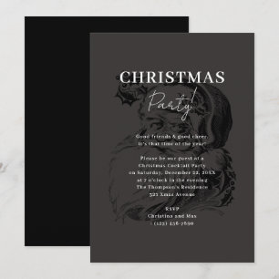 Invitation Élégant Noël Noir Classique Père Noël Noël