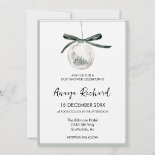 Invitation Élégant Noël Ornement Baby shower d'hiver
