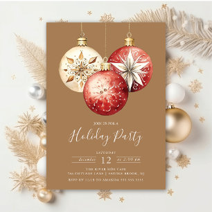 Invitation Élégant Noël Ornements Fête