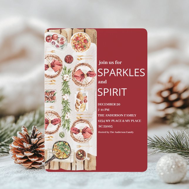 Invitation Élégant Noël rouge Bourgogne (Créateur téléchargé)