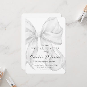 Invitation Élégant, nœud papillon de douche de mariage blanc.