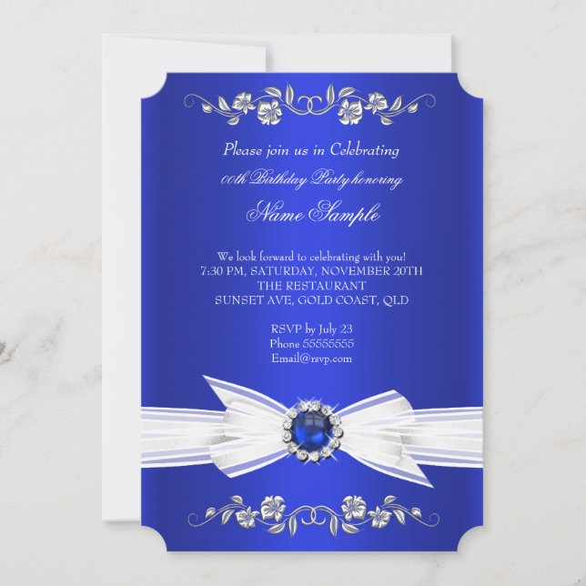 Invitation Élégant Nœud Papillon de Naissance Perle Blanche B (Devant)