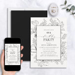 Invitation Elégant noir blanc 60e anniversaire Floral Line Ar<br><div class="desc">Présentez l'Elégante Black White 60th Birthday Floral Line Art Invitation - la façon parfaite de faire ressortir votre occasion spéciale. Avec un design floral noir et blanc qui attire l'attention, cette invitation rayonne d'élégance sous tous les angles. Et avec un style moderne de calligraphie lettrée à la main, vos détails...</div>