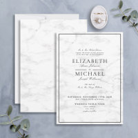 Élégant noir blanc classique marbre Mariage de scr
