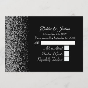 Invitation Elégant Noir & Blanc Diamant Mariage RSVP