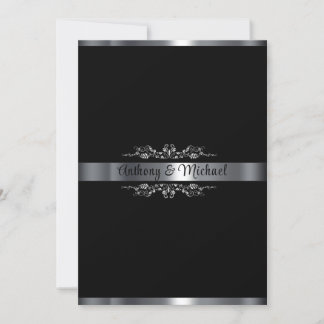 Invitation Élégant Noir, Blanc et Argent