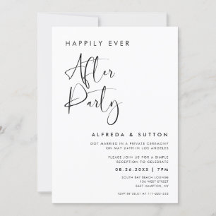 Invitation Elégant noir & blanc Heureux toujours après la fêt