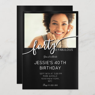 Invitation Elégant noir & blanc photo personnalisée Fabuleux