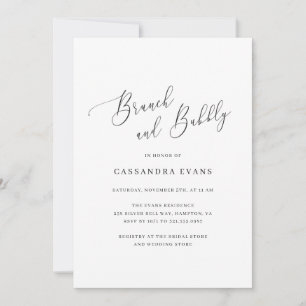 Invitation Elégant noir blanc Simple Brunch et Bubbly