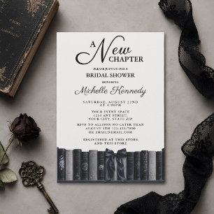 Invitation Élégant Noir & Blanc Un Nouveau Chapitre Enterreme