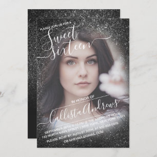 Invitation Elégant noir brillant Parties scintillant Ombre Ph