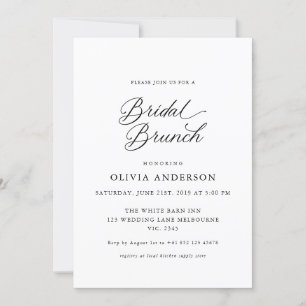 Invitation Élégant noir, brunch de mariage avec écriture mode