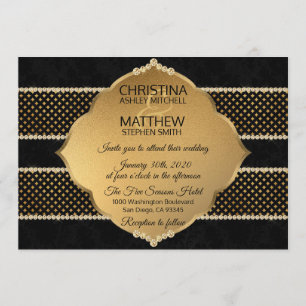 Invitation Élégant Noir Classy Diamond Parties scintillant MA