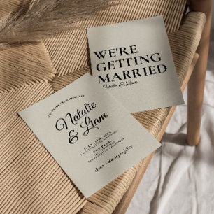 Invitation Élégant noir crémeux rétro amusant Bold Mariage mo