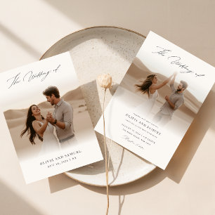 Invitation Élégant noir de script superposition Mariage photo