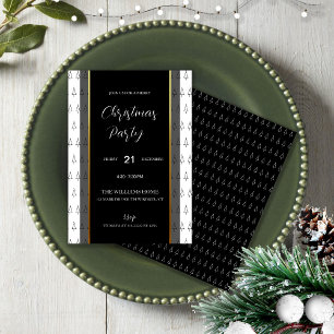 Invitation Élégant noir et blanc avec des détails dorés