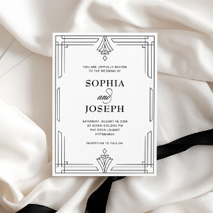Invitation Élégant Noir et Blanc Mariage Formel Intemporel