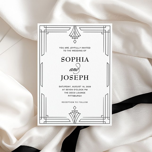 Invitation Élégant Noir et Blanc | Mariage Formel Intemporel (Créateur téléchargé)