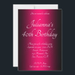Invitation Elégant noir et rose vif Ombre 40e anniversaire<br><div class="desc">Assez élégant noir et brillant rose chaud ombre sur une invitation personnalisable anniversaire. Invitation la divas à son fabuleux et 40 anniversaire! Couleur arrière - plan personnalisable à l'ombre. Sur le dos, vous pouvez changer la couleur de l'arrière - plan en noir. Invitations de fête d'anniversaire personnalisables en noir et...</div>