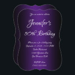 Invitation Elégant noir et Royal violet Ombre 50e anniversair<br><div class="desc">Invitation la divas à sa célébration de 50e anniversaire. Invitation d'anniversaire noir et royal violet sombre. Couleur arrière - plan personnalisable derrière le dégradé graphique. Invitations de fête d'anniversaire personnalisables. Glam et invitations chic. Customisez les styles de police calligraphie modernes et élégants.</div>